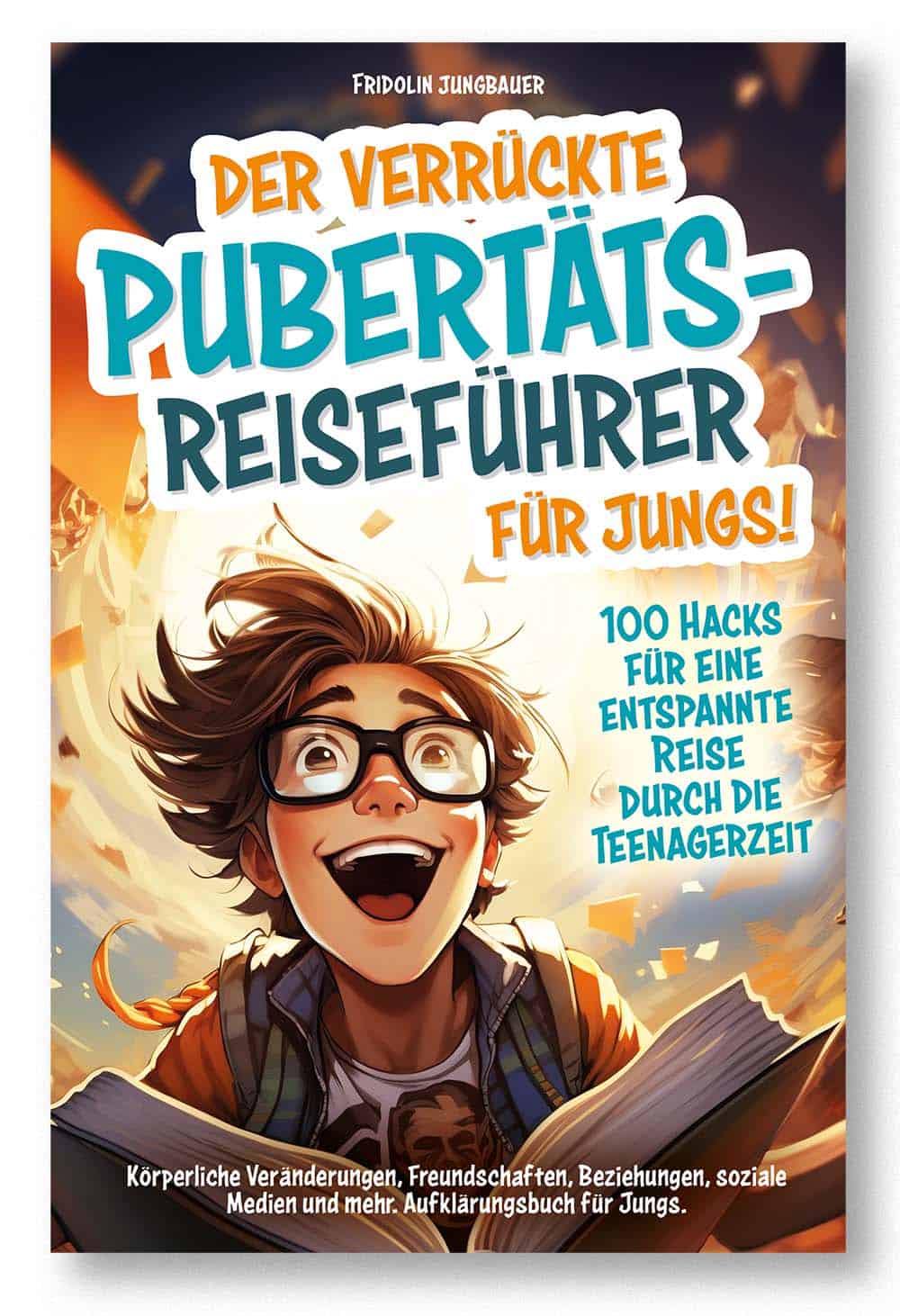 Cover "Der verrückte Pubertäts-Reiseführer für Jungs!" mit Schatten